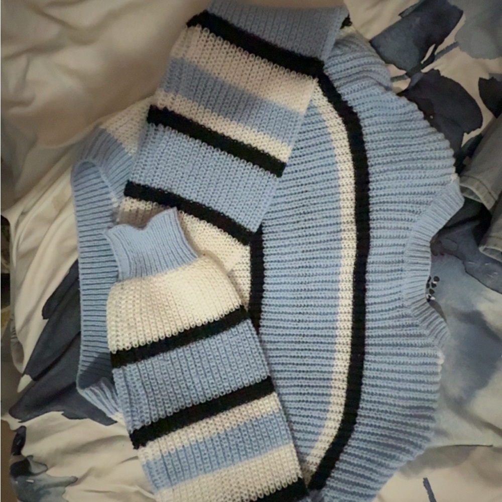 Striped Blue and White Knit Sweater